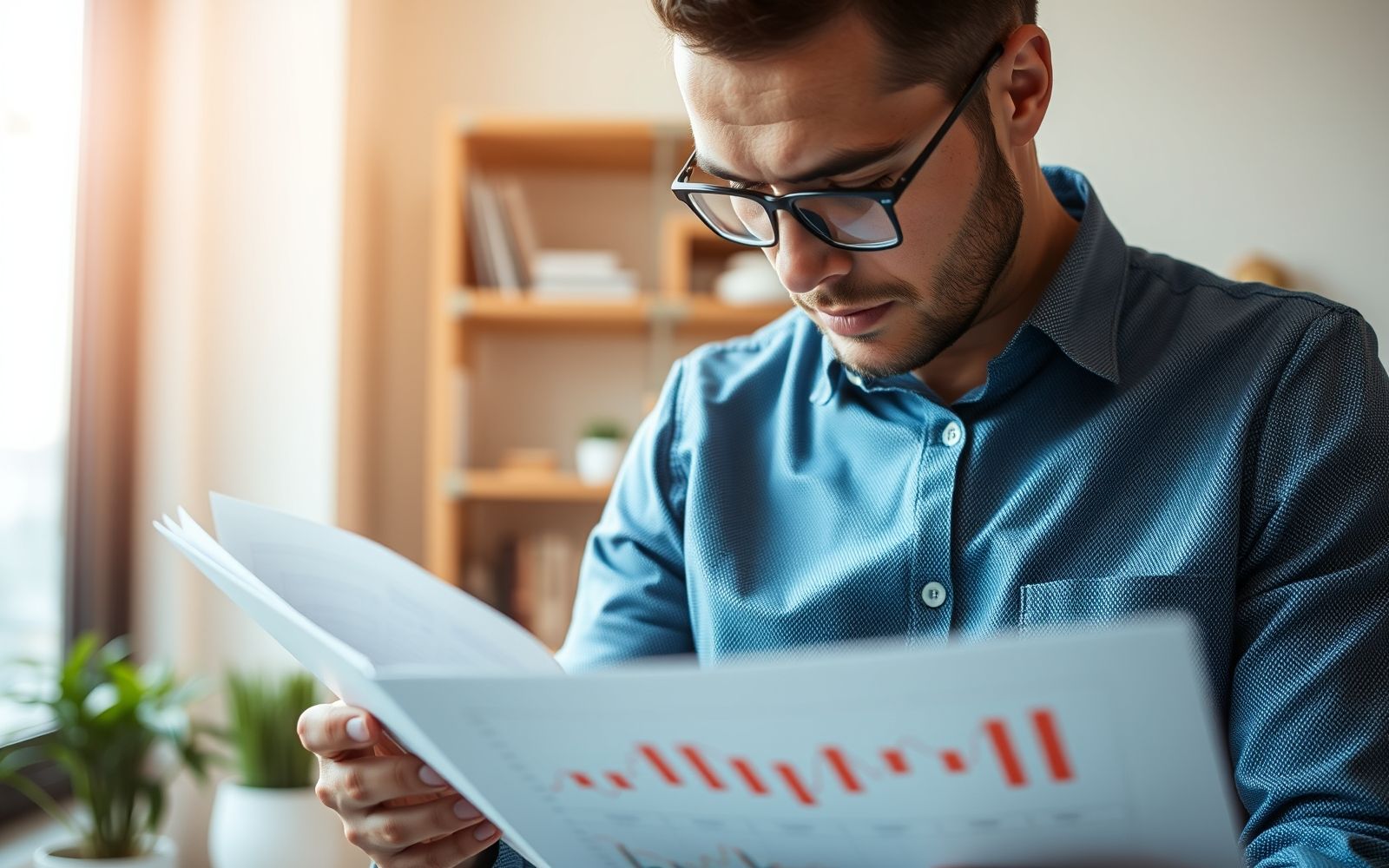 Person studying charts related to value investing.